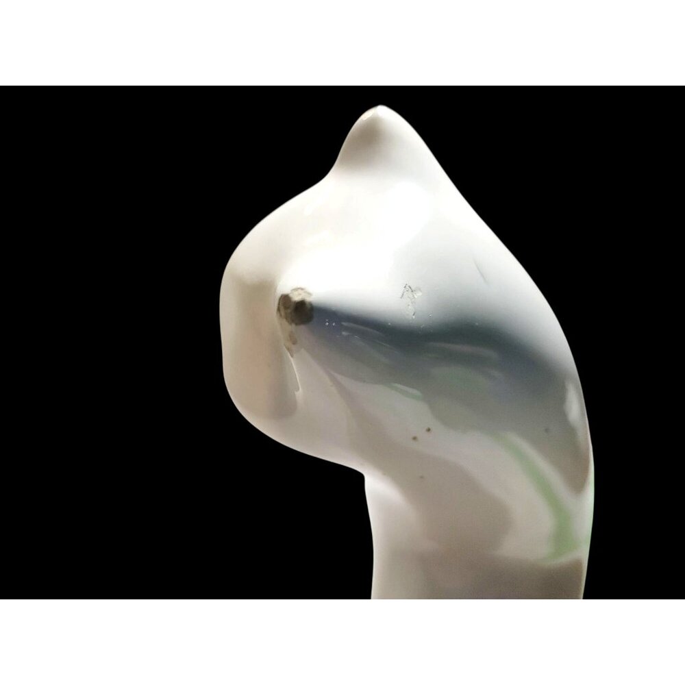 Vintage White Porcelain Cat Figurine Retro Feline Home Decor 8" Tall Minimalist - Picture 7 of 9